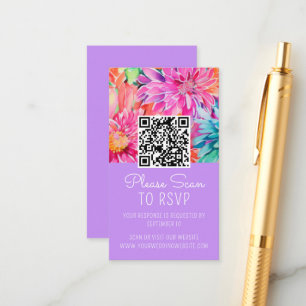 Colourful Floral Wedding QR Code Enclosure Card
