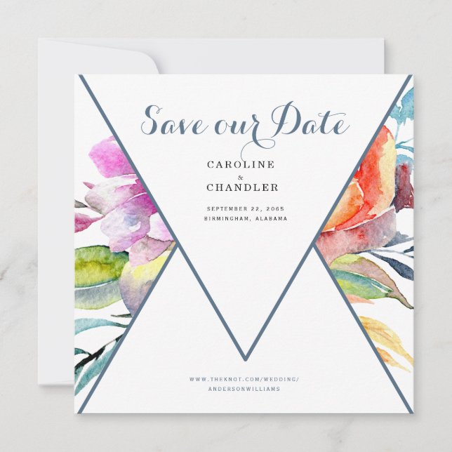 Colourful Floral Wedding Save our Date Website Save The Date (Front)