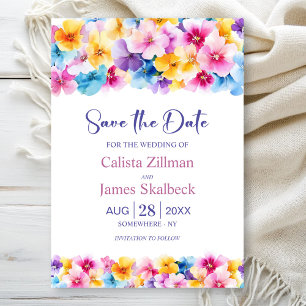 Colourful Floral Wedding Save the Date Invitation