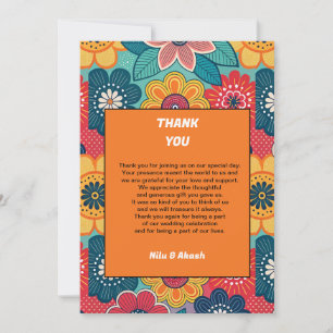 Colourful Floral  Wedding Thank You Card