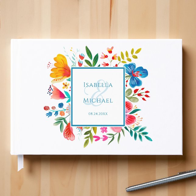Colourful Floral Wildflower Watercolor Wedding  Guest Book (Creator Uploaded)