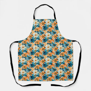 Colourful Floral With Blue, Orange, and Yellow Flo Apron