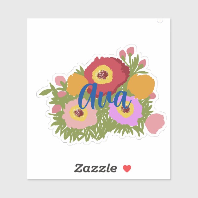 Colourful Floral With Custom Name (Sheet)