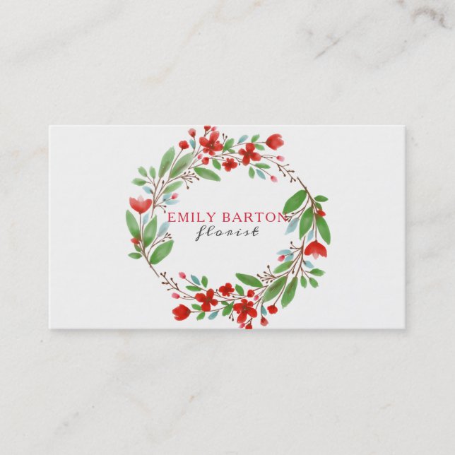 Colourful Floral Wreath Business Card (Front)