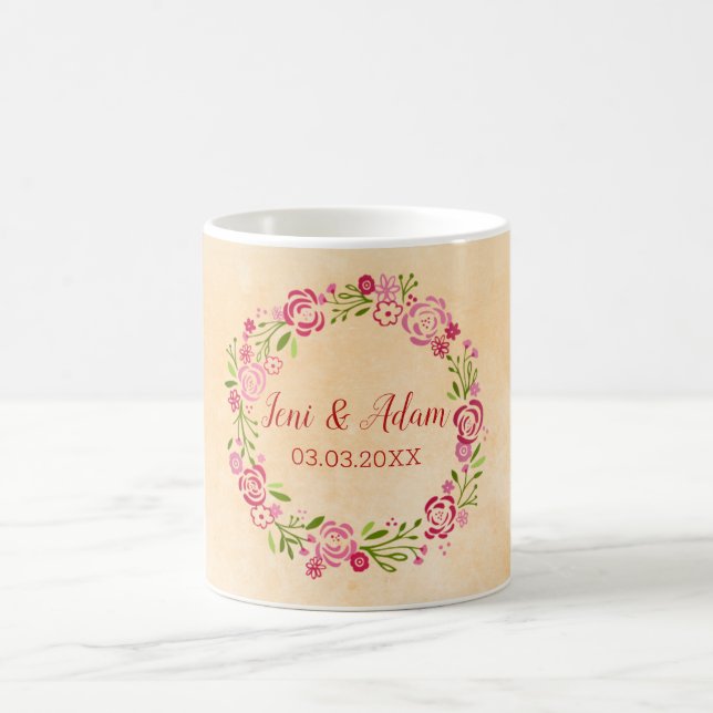 Colourful Floral Wreath Coffee Mug (Center)