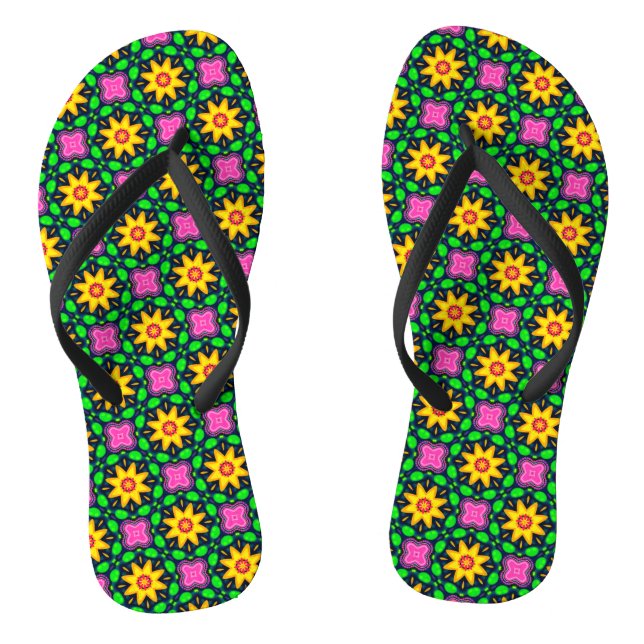 Colourful Floral Yellow Flowers Pattern-45567 Jandals (Footbed)