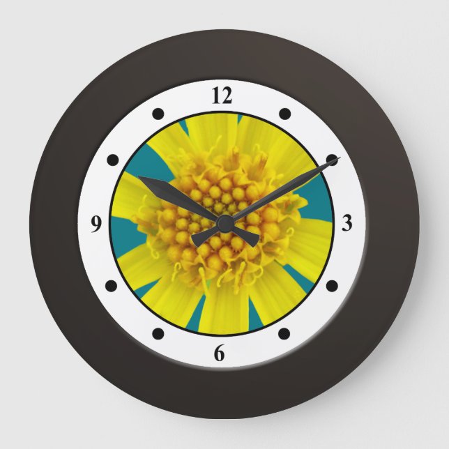 Colourful Floral Yellow Wildflower Modern Digits Large Clock (Front)