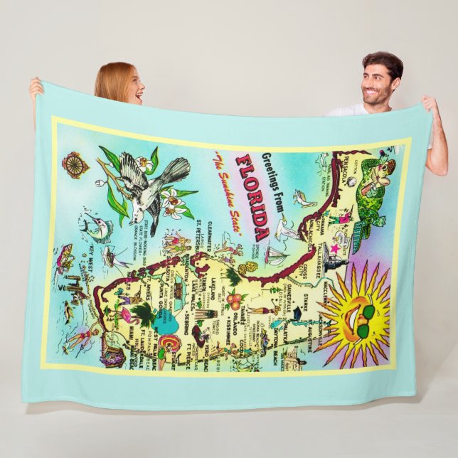 Colourful Florida Greetings  Fleece Blanket (In Situ)