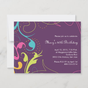 Colourful Flourishes Invitation - small plum