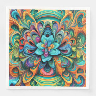 Colourful Flower Abstract Art Napkin