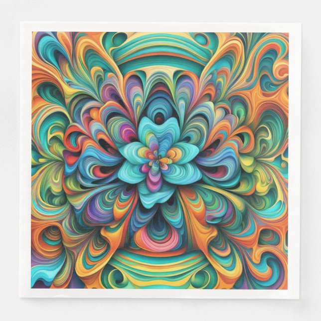 Colourful Flower Abstract Art Napkin (Front)