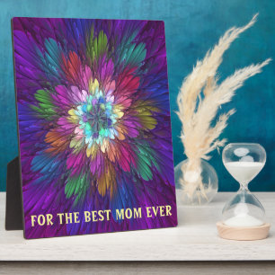 Colourful Flower Abstract Fractal Art Best Mum Plaque