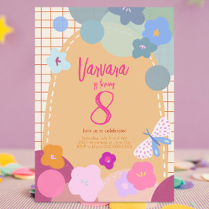 Colourful Flower Arch Birthday Girl Invitation