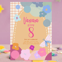 Colourful Flower Arch Birthday Girl Invitation
