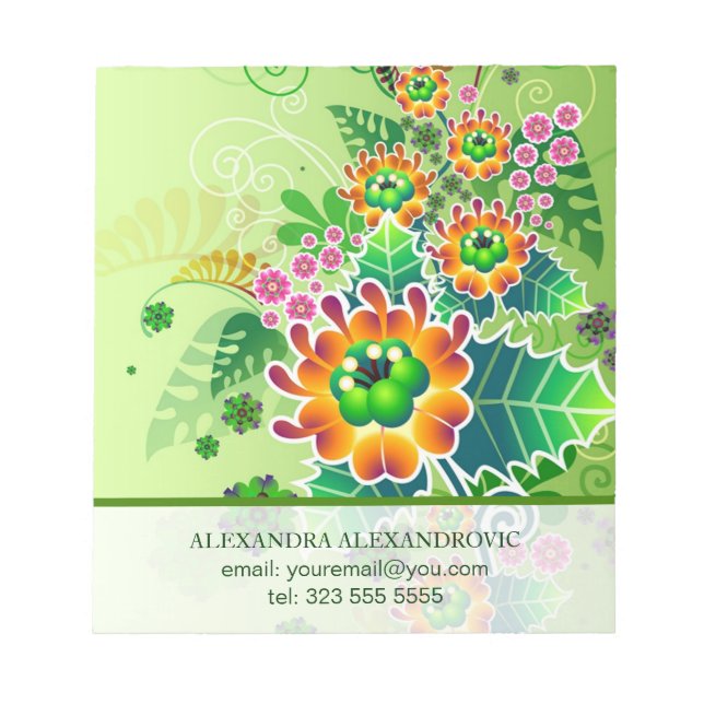 Colourful Flower Arraignment Illustration Template Notepad (Front)