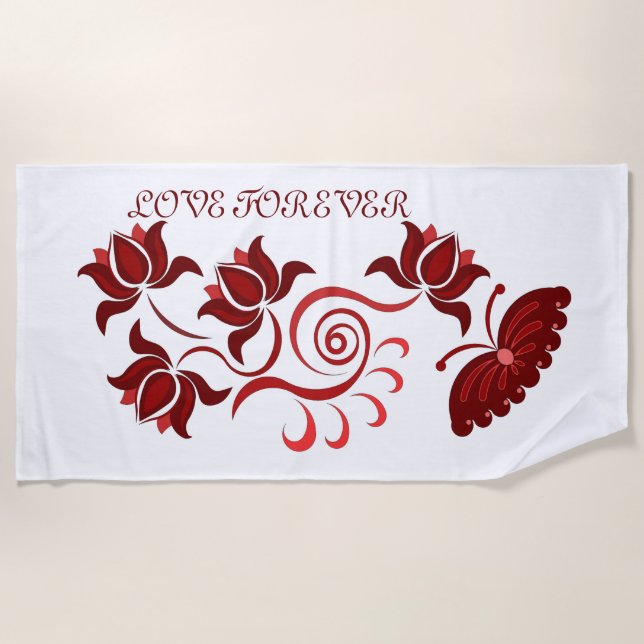 Colourful flower art gift for mum  beach towel (Front)