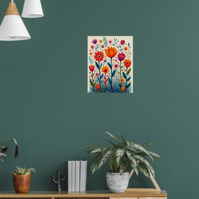 Colourful Flower Art Illustration, Poster (Living Room 1)