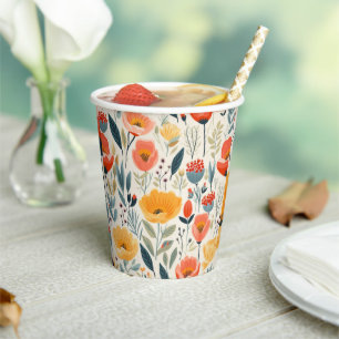 Colourful Flower Art Paper Cups