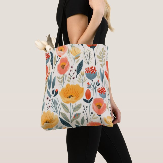 Colourful Flower Art Tote Bag (Close Up)