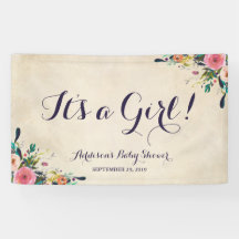 Colourful Flower Baby Shower Banner Large