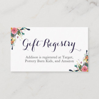 Colourful Flower Baby Shower Registry Insert Cards
