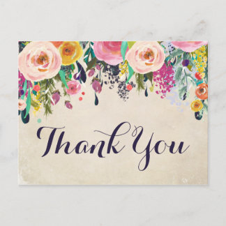 Colourful Flower Baby Shower Thank You Postcard