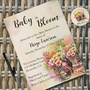 Colourful Flower Barrel Baby Shower Invitation