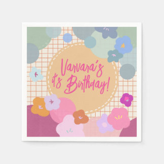 Colourful Flower Birthday Dopamine Paper Napkin