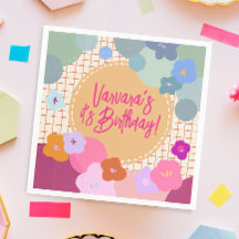 Colourful Flower Birthday Dopamine Paper Napkin