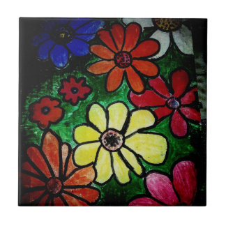 colourful flower bloom  tile