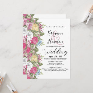 Colourful Flower Blooms Wedding Invitation