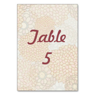 Colourful Flower Blossoms Wedding Table Number