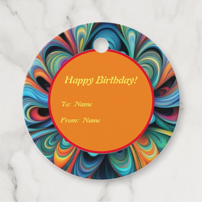 Colourful Flower Boho Favour Tags (Front)