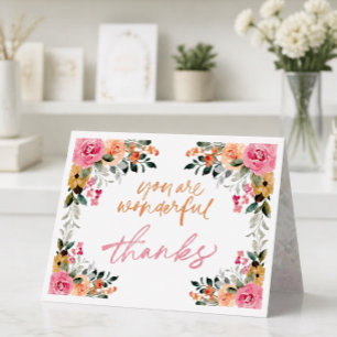 Colourful Flower Border Thank You Card