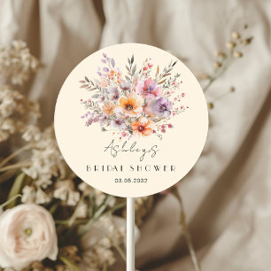 Colourful, Flower Bouquet Bridal Shower Classic Round Sticker