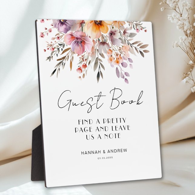 Colourful, Flower Bouquet GUEST BOOK Plaque (Colorful, Flower Bouquet GUEST BOOK Plaque)