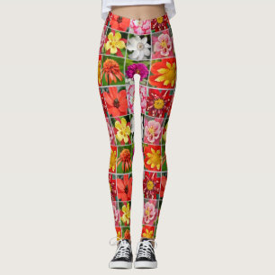 Colourful flower collage leggings