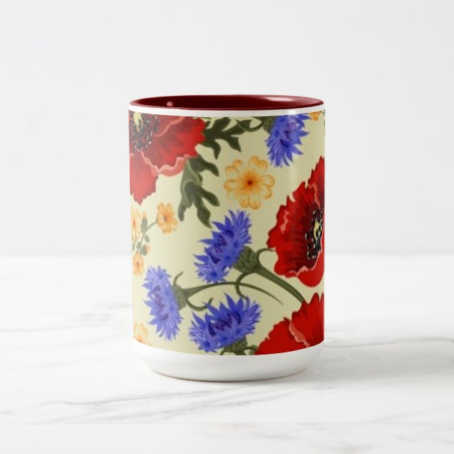 Colourful Flower Design Two Tone Mug (Center)