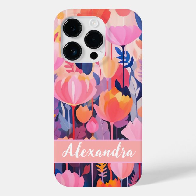 colourful Flower design with individual name  Case-Mate iPhone Case (Back)