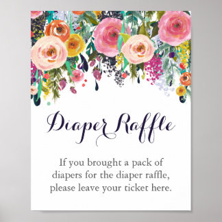 Colourful Flower Diaper Raffle Sign for Baby Showe
