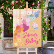 Colourful Flower Dopamine Birthday Welcome Sign