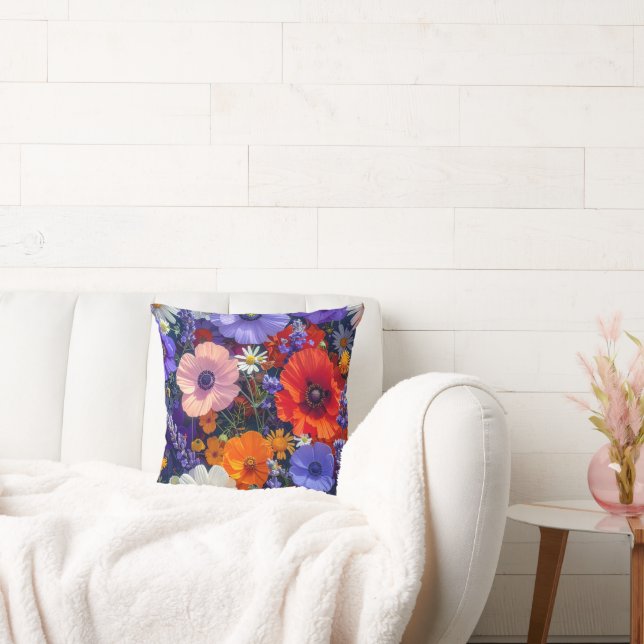Colourful Flower Fields Cushion (Couch)
