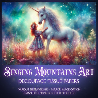 Colourful Flower Forest Unicorn Magic Decoupage Tissue Paper