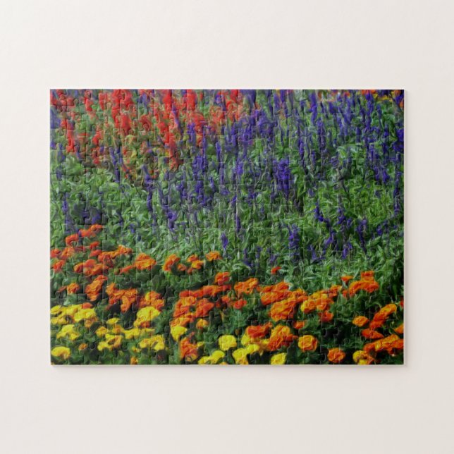 Colourful Flower Garden Oil Photo Painting  Jigsaw Puzzle (Horizontal)