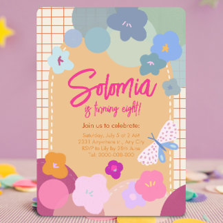 Colourful Flower Girl Arch Birthday Invitation