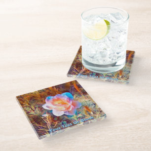 Colourful Flower Glass Coaster