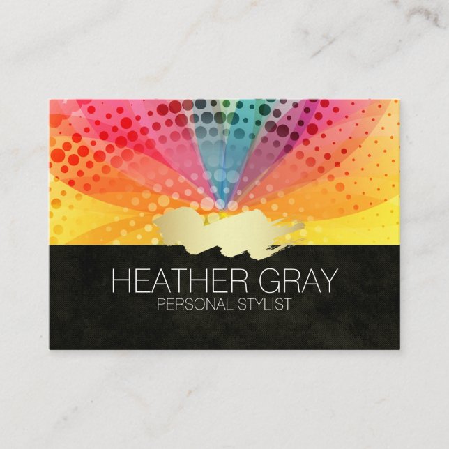 Colourful Flower Gold Brushed Appointment Card (Front)