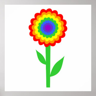 Colourful flower in rainbow colours. poster