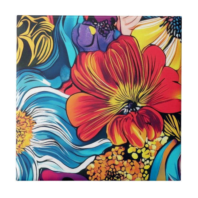 Colourful Flower iPhone Case Tile (Front)
