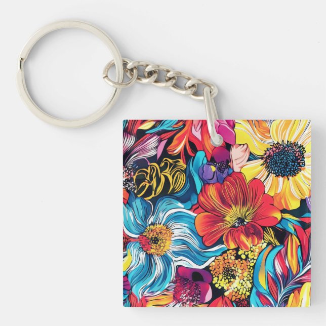 Colourful Flower Key Ring (Front)